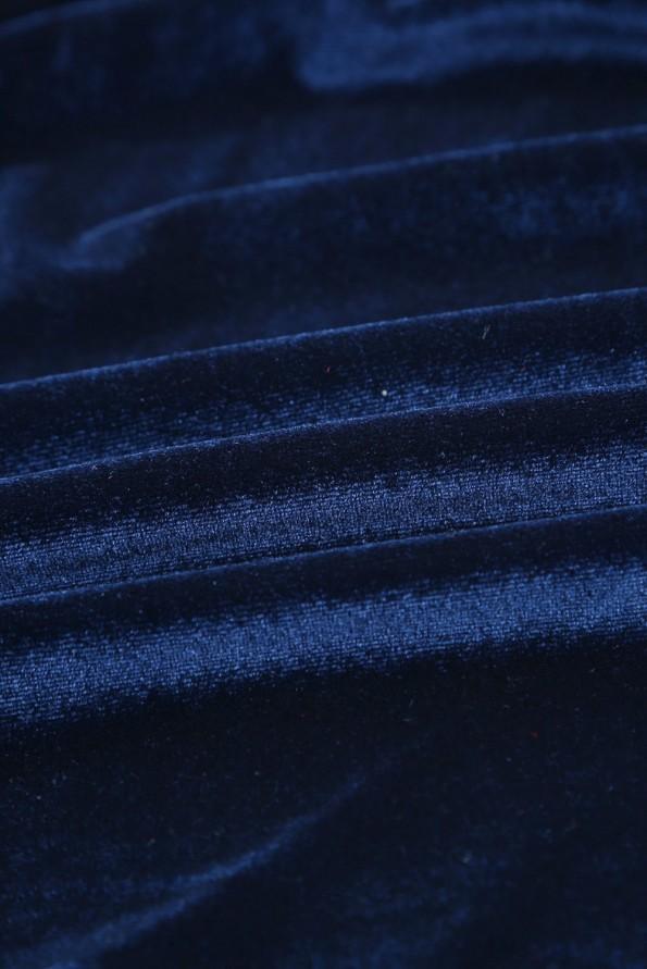 Modra žametna mini obleka Valeria s pasom