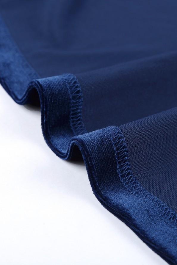 Modra žametna mini obleka Valeria s pasom