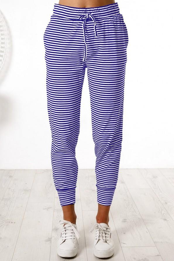 Modre črtaste navadne jogger hlače Kehlani