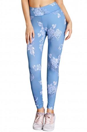 Modre cvetlične pajkice Jemma z visokim pasom