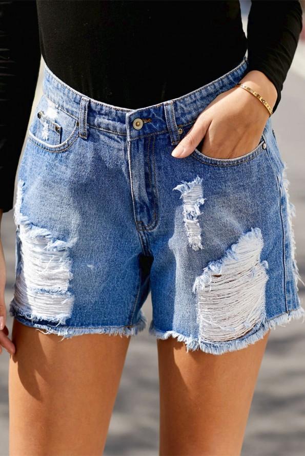 Modre jeans hlače Charlee z visokim pasom