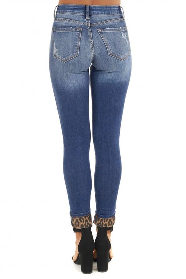 Modre bombažne kavbojke Waverly z leopardjimi zarezami