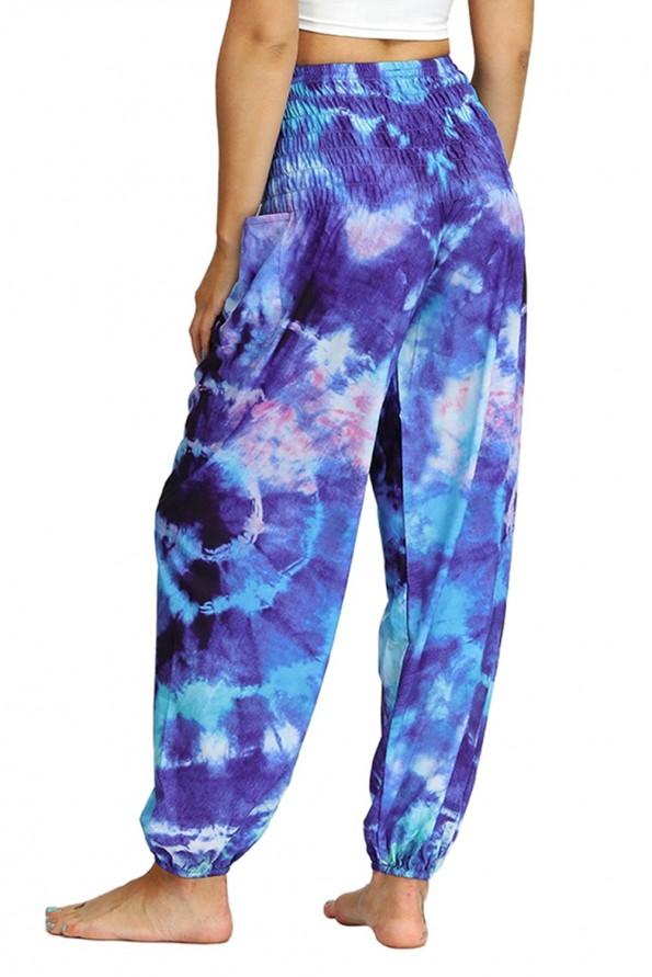 Modre tie dye ohlapne harem hlače Rowan