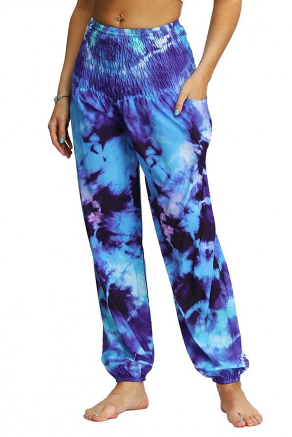 Modre tie dye ohlapne harem hlače Rowan