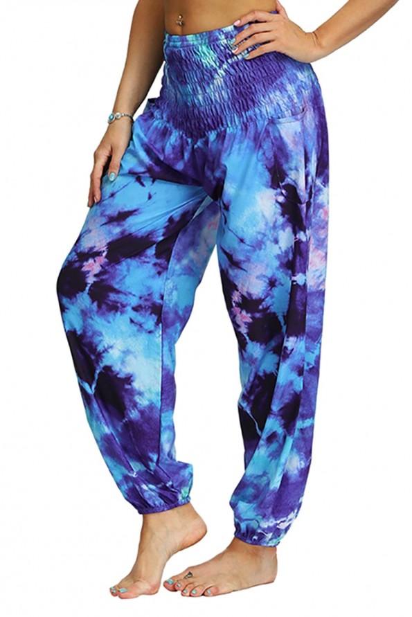 Modre tie dye ohlapne harem hlače Rowan