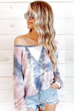 Modri tie dye pulover Ava