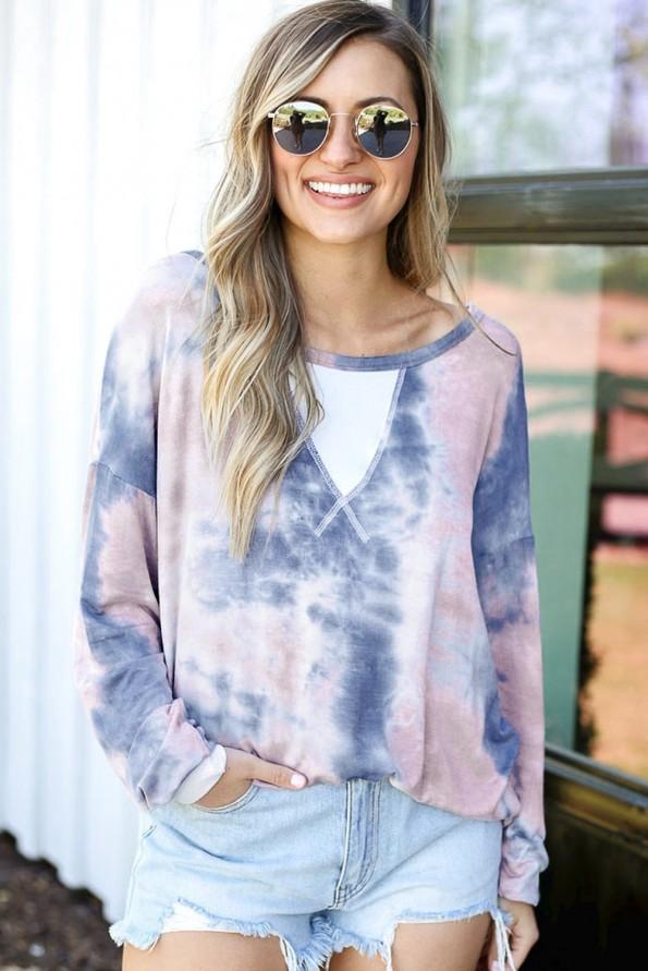 Modri tie dye pulover Ava
