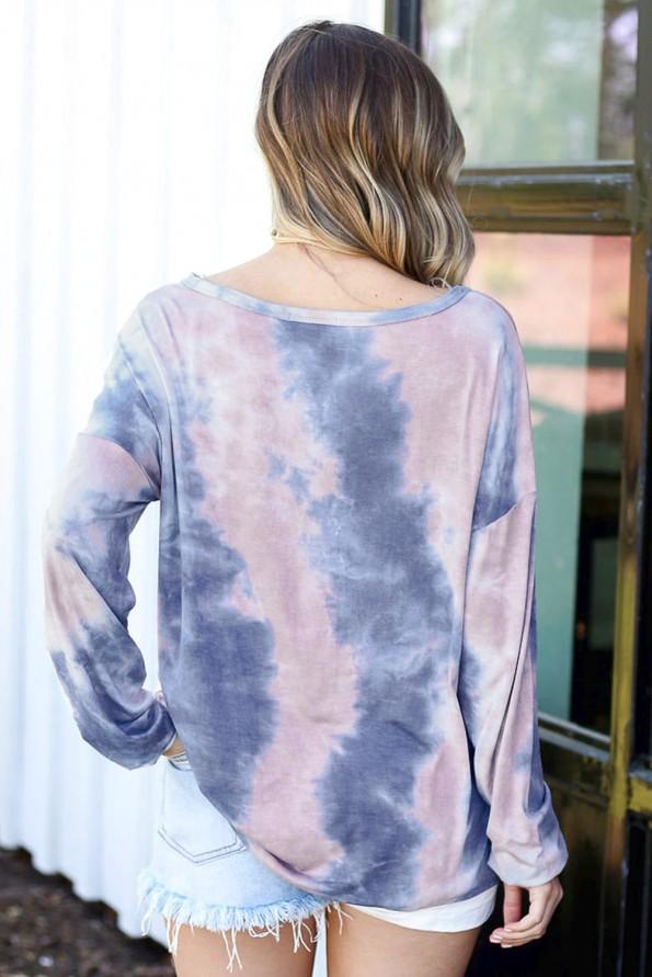 Modri tie dye pulover Ava