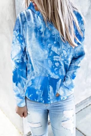 Modri tie dye pulover Peyton s kapuco