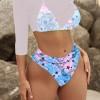 Modri ​​tridelni bikini s trikotnikom s 3/4 rokavi Kiana