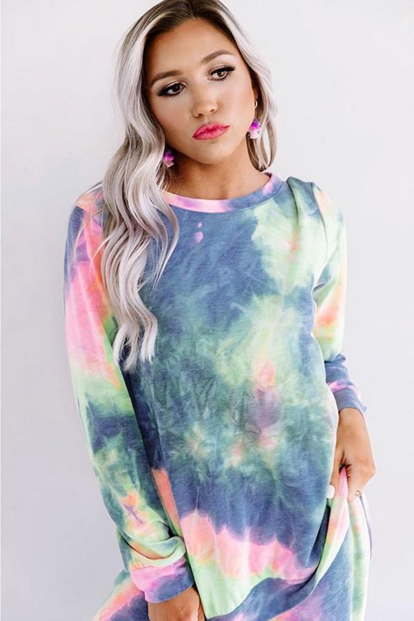 Modrikast tie dye komplet Serenity