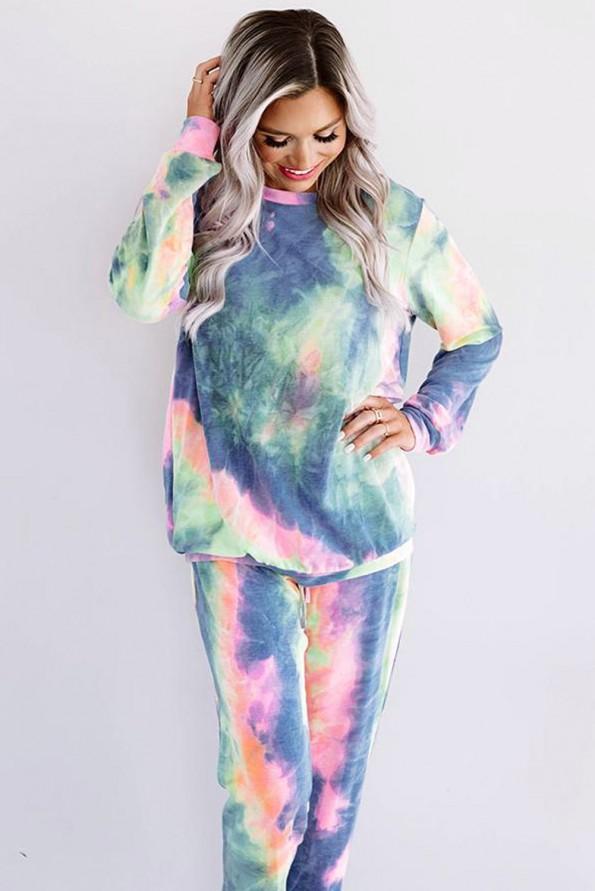 Modrikast tie dye komplet Serenity