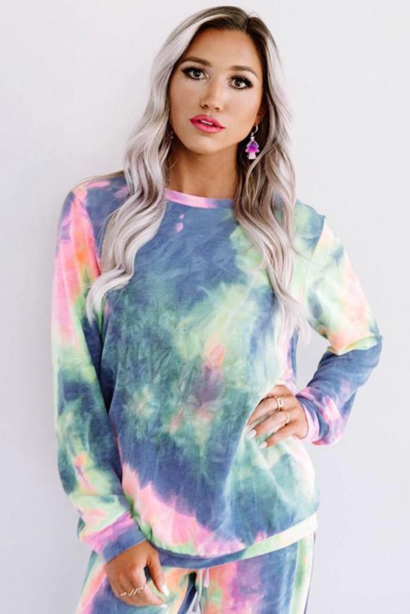 Modrikast tie dye komplet Serenity