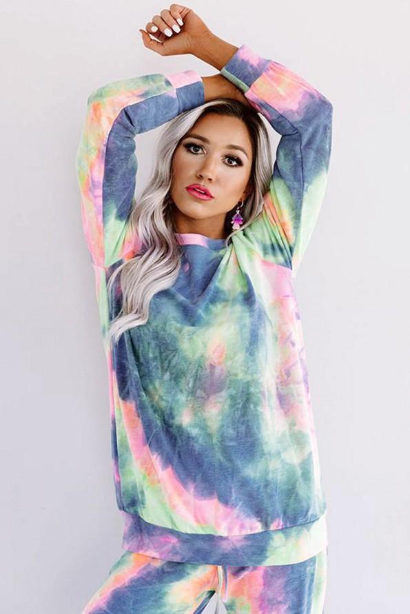 Modrikast tie dye komplet Serenity