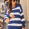 Modro beli črtasti udoben pulover Gigi