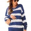 Modro beli črtasti udoben pulover Gigi