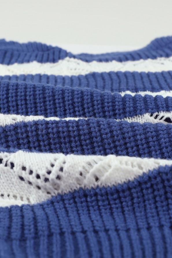 Modro beli črtasti udoben pulover Gigi