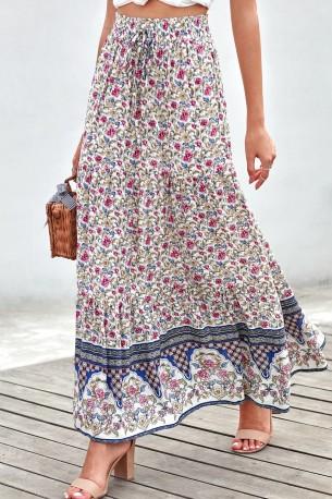 Modro boemsko cvetlično maksi krilo Lennox