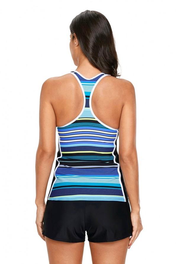 Modro črn črtast tankini top Dylan