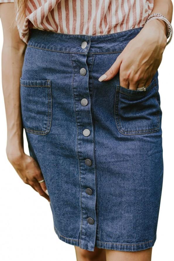 Modro denim krilo Alena na gumbe