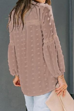Nabrana pikčasta bluza Makenna z rokavi na balon