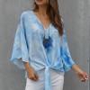 Nebeško modra bluza Gabrielle z vozlom