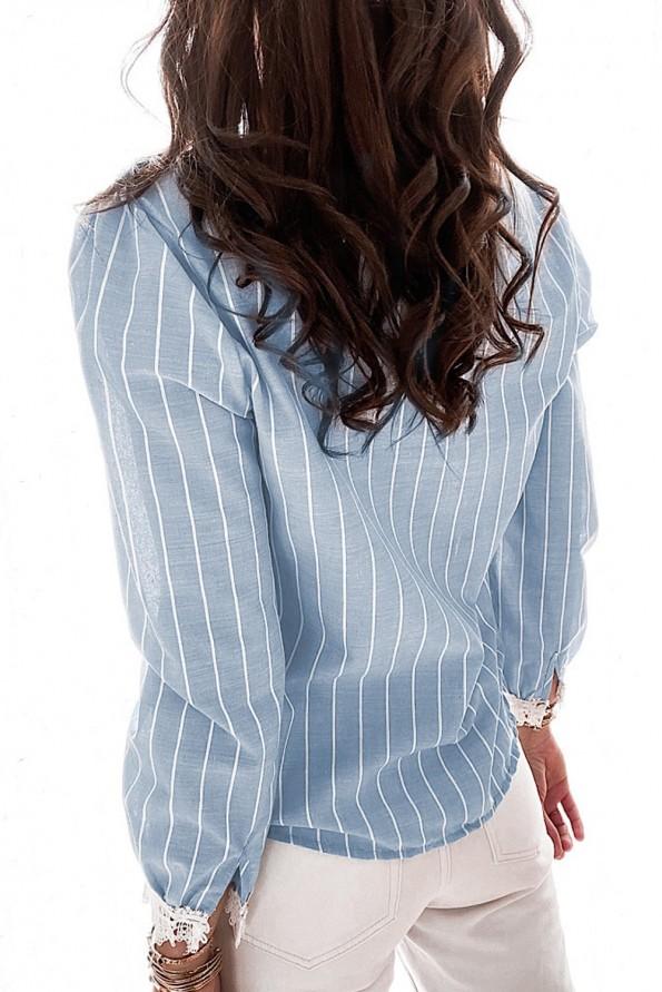 Nebeško plava črtasta elegantna bluza Esmery