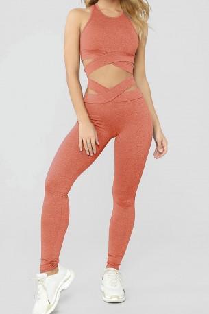 Oanžni komplet pajkice in športni modrček Sloane