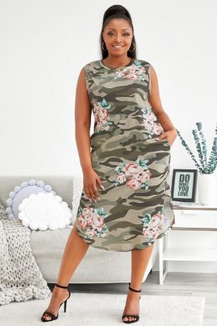 Obleka s cvetličnimi rokavi Manna