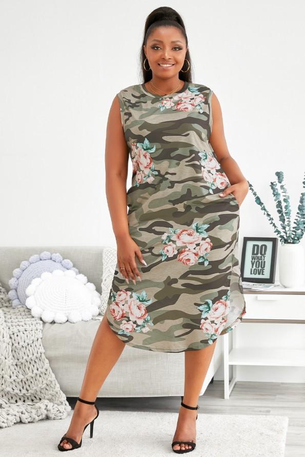 Obleka s cvetličnimi rokavi Manna