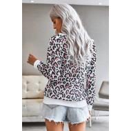 Ohlapen pulover Athena z leopardjim motivom