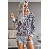Ohlapen pulover Athena z leopardjim motivom