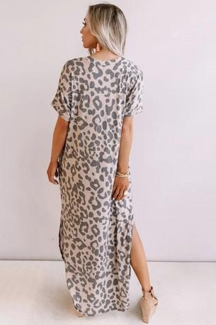 Ohlapna maksi obleka Tessa z leopardjim potiskom
