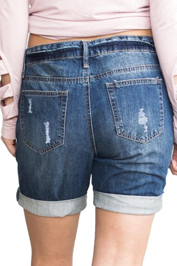 Ohlapne denim bombažne kratke hlače Giovanna