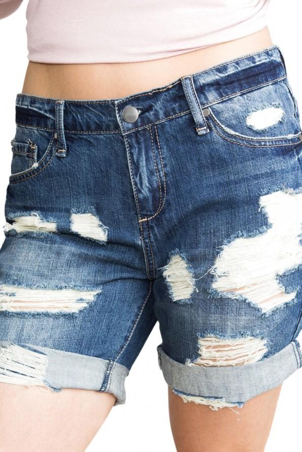 Ohlapne denim bombažne kratke hlače Giovanna
