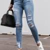 Oprijete bombažne raztrgane jeans kavbojke Jasy