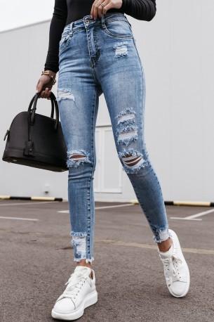 Oprijete bombažne raztrgane jeans kavbojke Jasy