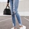 Oprijete bombažne raztrgane jeans kavbojke Jasy