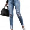 Oprijete bombažne raztrgane jeans kavbojke Jasy