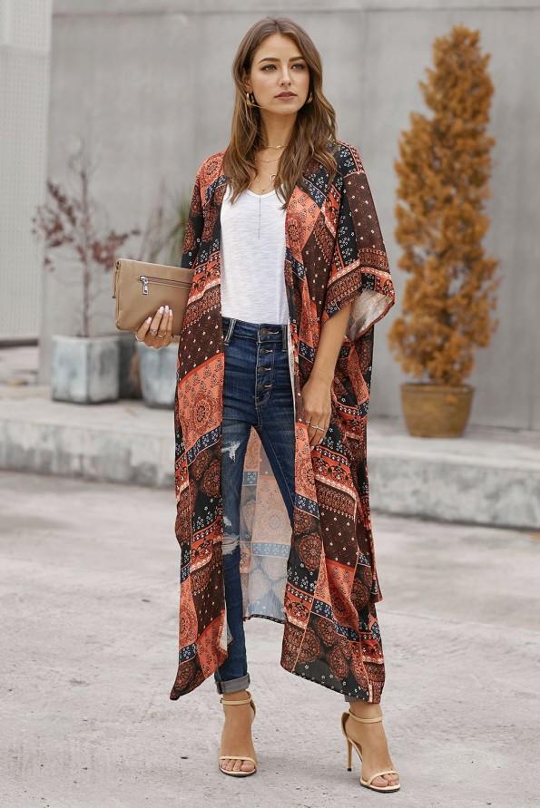Oranžen bohem kimono Finley