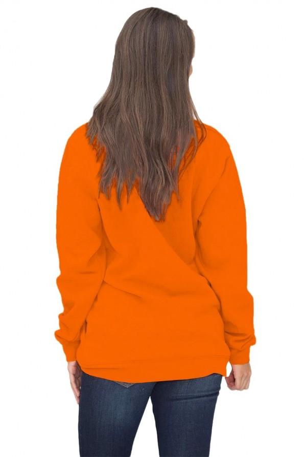 Oranžen halloween pulover Madelynn z zadrgo