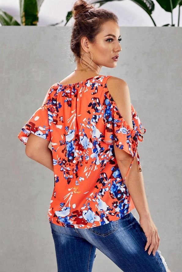Oranžna bluza Carolina z odprtimi rameni
