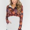 Oranžni boho print pulover Nohanna