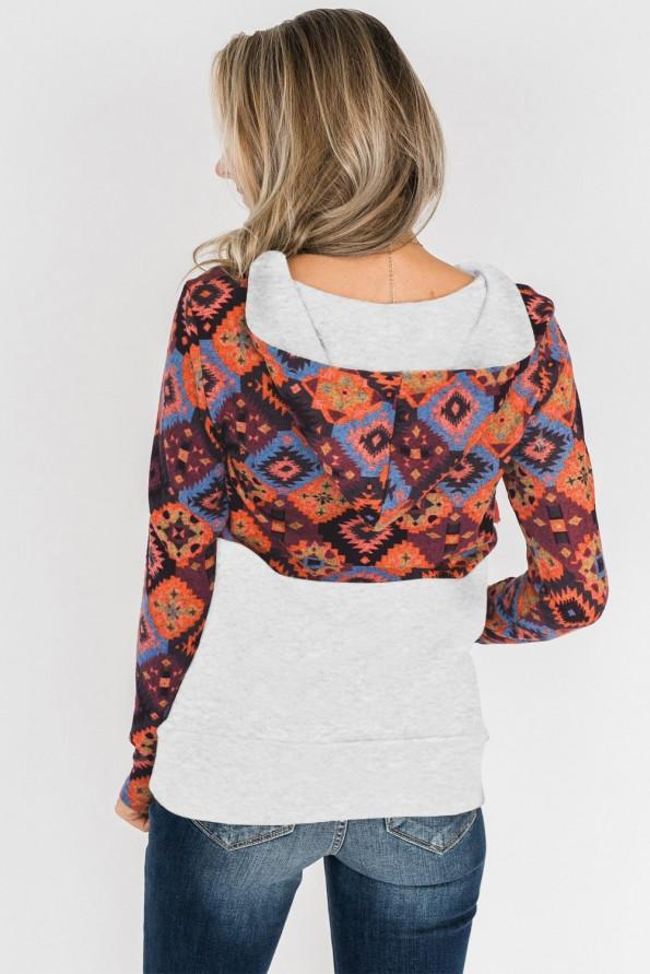 Oranžni boho print pulover Nohanna