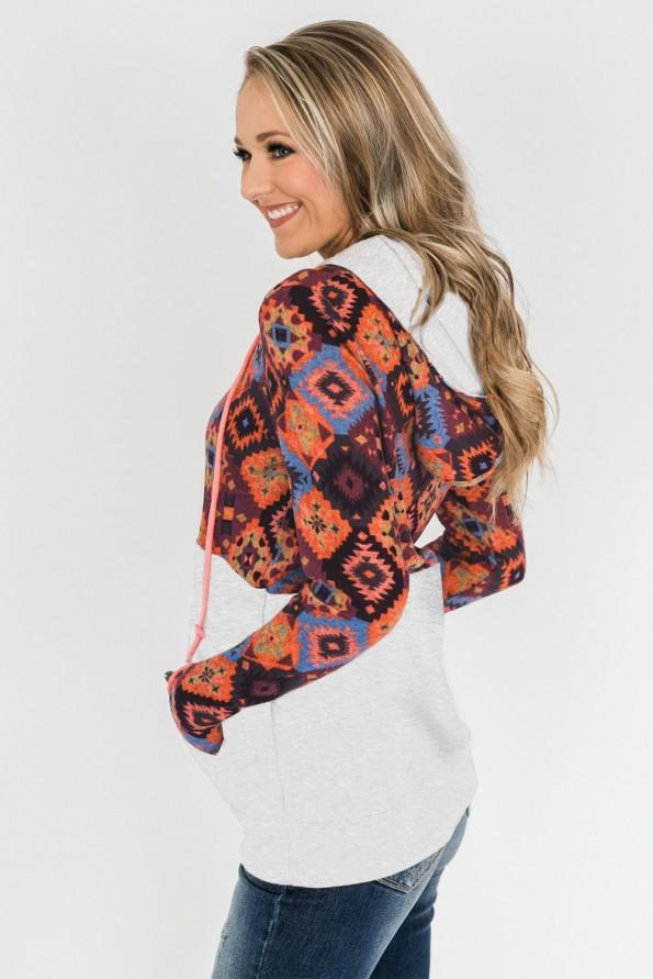 Oranžni boho print pulover Nohanna