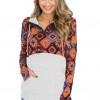Oranžni boho print pulover Nohanna