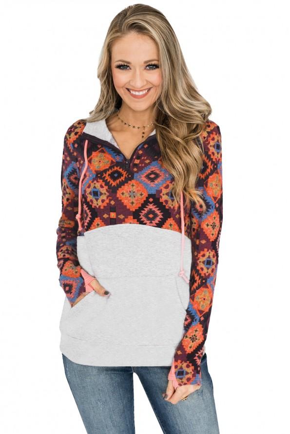 Oranžni boho print pulover Nohanna