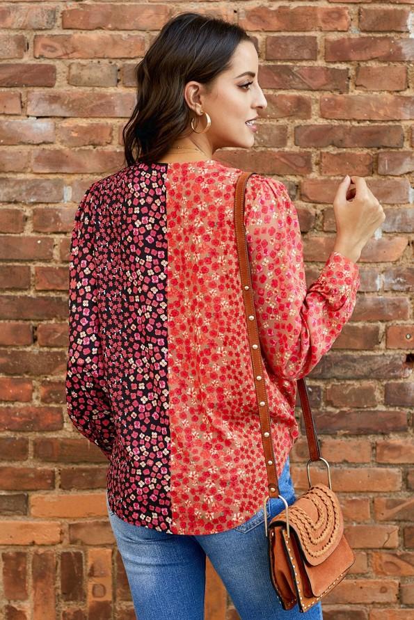 Preklopna bluza Esmeralda z mešanimi potiski
