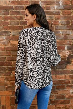 Preklopna bluza Everlee z leopardjim potiskom