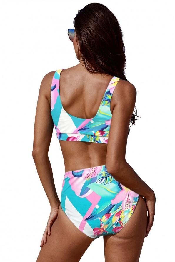 Preprost bikini Gia s tropskim motivom